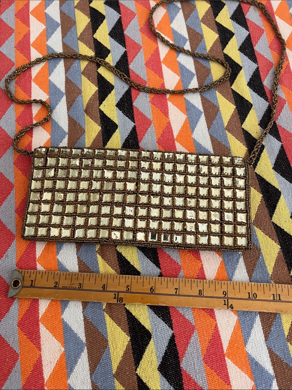 Embellished Brown Beaded Evening Clutch - Picture 5 of 7